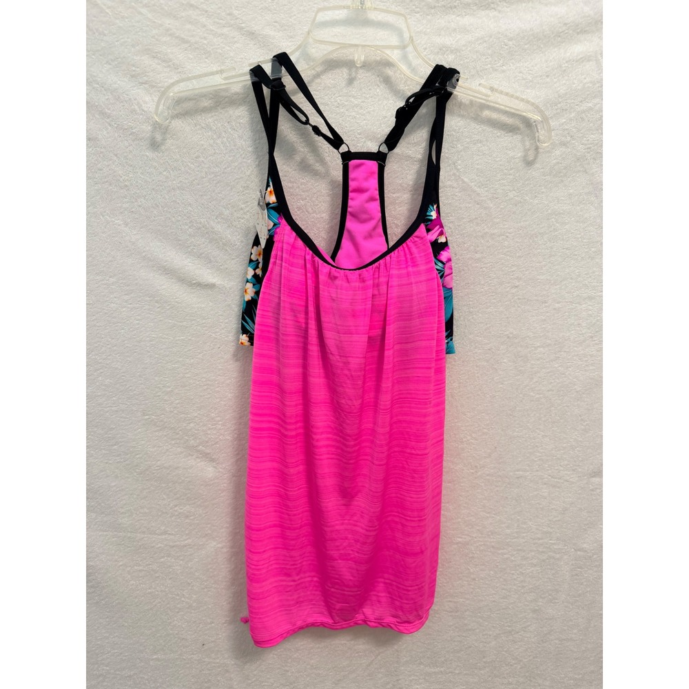 ZeroXposur Sun Smart Ruched 2-in-1 Tankini Top Rose Pink Medium NWT UPF 30+